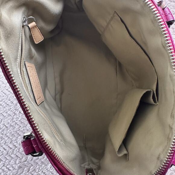 Coach F25671 Peyton Cora Dome Satchel Magenta Saffiano Leather Top Handle Bag - Picture 11 of 16